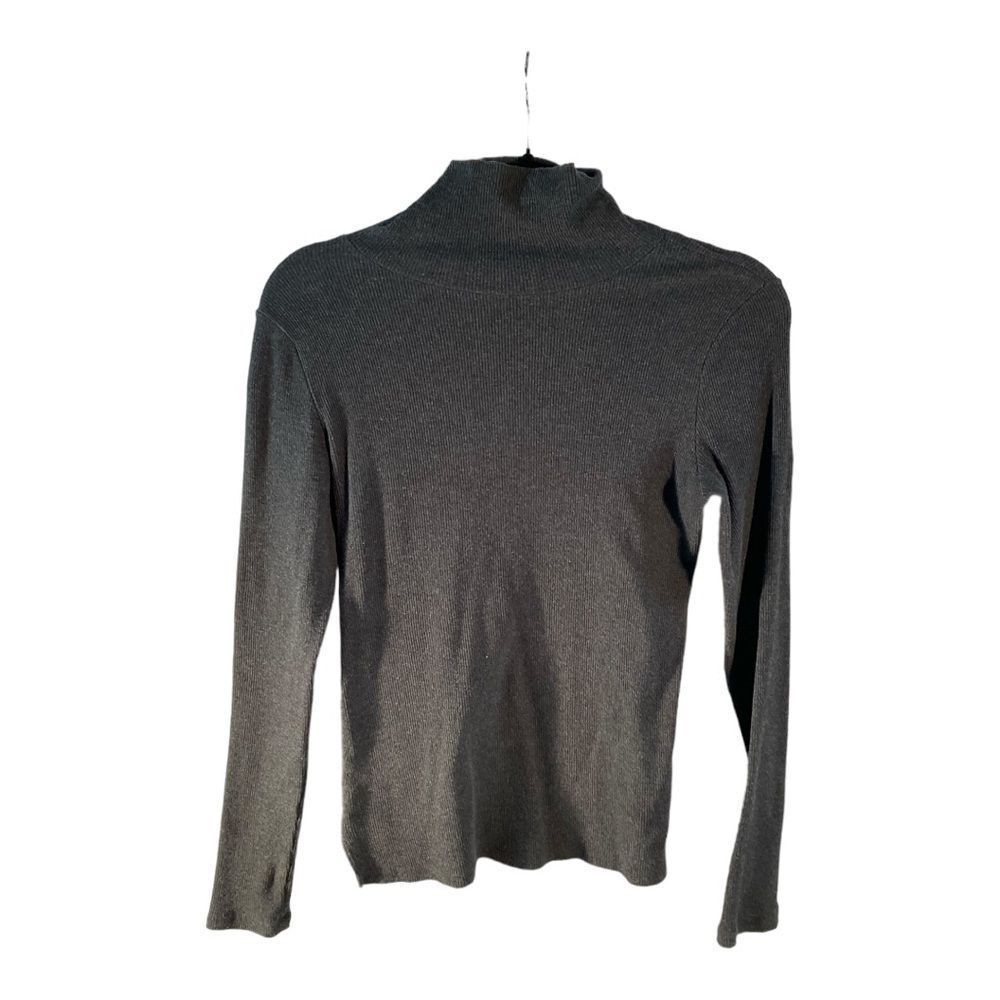 Ambiance Women’s GraySize LargeTURTLENECK Ribbed LONG SLEEVE FINE GAUGE SWEATER
